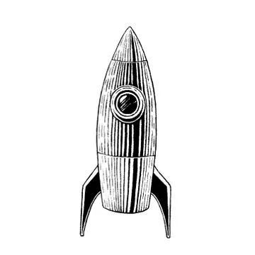 Vectorized Ink Sketch of a Rocket Illustrazione stock