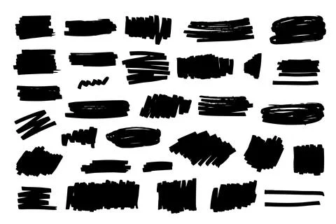 Vectorized strokes made with marker pen, real handmade strokes with various.. Stock Illustration
