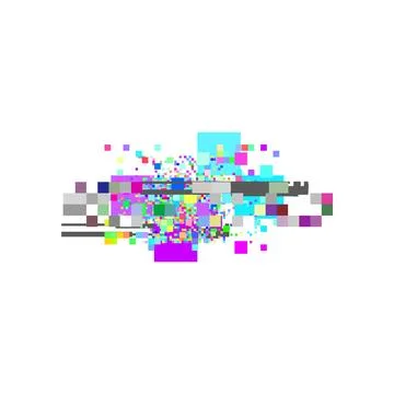 Vectors of glitch effect, screen error and no signal. Isolated background. Stock Illustration