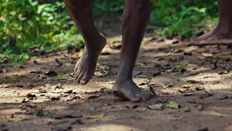 Vedda tribesman of Sri Lanka dancing a ritual dance before hunting, traditional Stock Footage 317096400