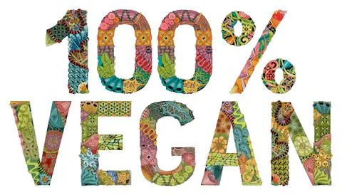 Vegan 100 percent. Vector decorative zentangle object Ilustração Stock