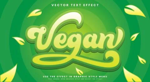 Vegan 3d editable text effect Template Stock Illustration