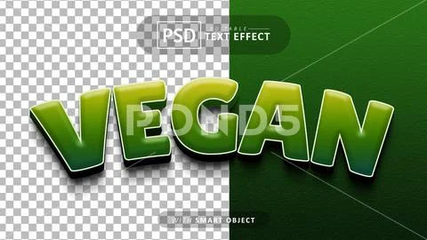 Vegan 3d text effect editable PSD Template