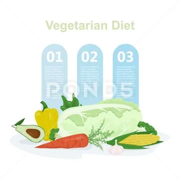 Vegan and vegetarian diet infographics. Web banner Stock Illustration