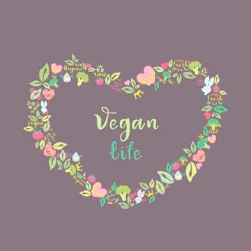 Vegan art collage Stock Illustration