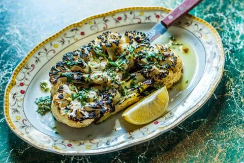 Vegan Cauliflower steak Stock Photos