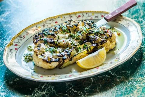 Vegan Cauliflower steak Stock Photos