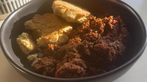 Vegan chilli in a bowl. Stock Footage 333184121