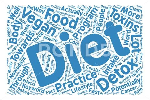 Vegan Detox Diet text background word cloud concept Stock Illustration