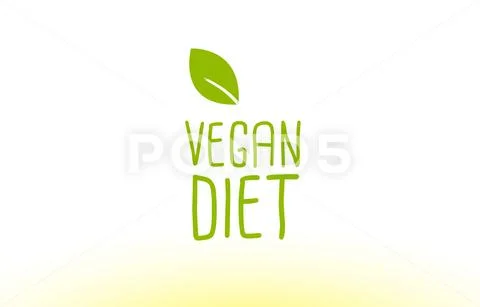 Vegan diet green leaf text concept logo icon design Stock Illustration