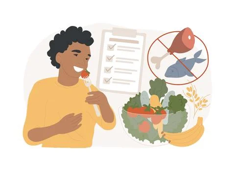 Vegan diet isolated concept vector illustration. Illustrazione stock