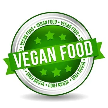 Vegan food Badge - Online Button - Banner with Ribbon. Stock Illustration