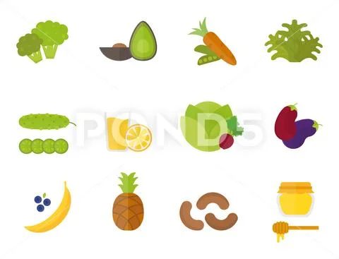 Vegan food nature restaurant fruit vegetarian healthy diet vegetable vector Stock Illustration