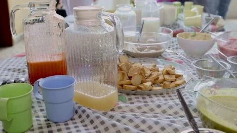 Vegan food table Stock Footage 79409580