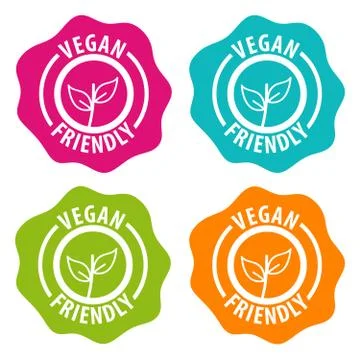 Vegan friendly Badges. Eps10 Vector. Stock Illustration