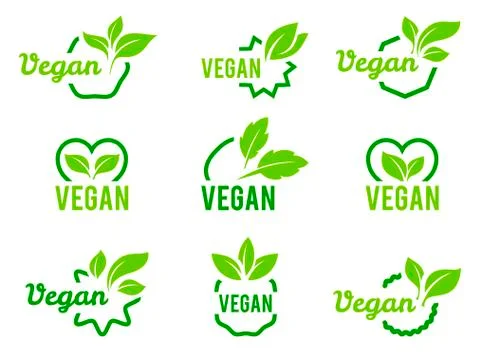 Vegan icon. Set of badges, emblems and stamps vector. Stock Illustration