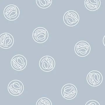 Vegan leaf line seamless pattern Stock Illustration