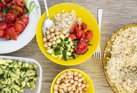 Vegan lunch on the table Stock Photos
