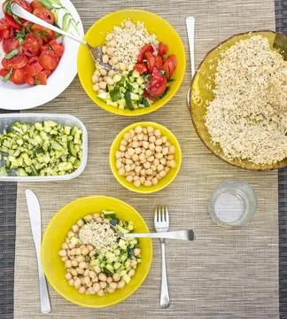 Vegan lunch on the table Stock Photos