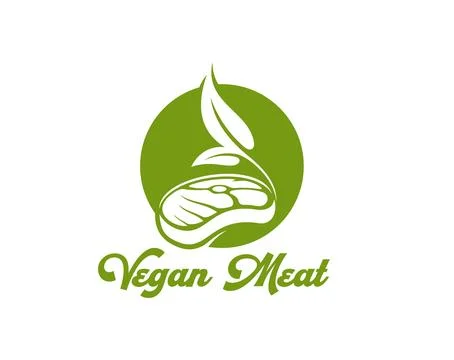 Vegan meat icon of vegetable steak and plant leaf Stock Illustration