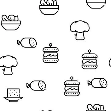 Vegan Menu Restaurant Vector Seamless Pattern Illustrazione stock