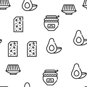 Vegan Menu Restaurant Vector Seamless Pattern Stock Illustration