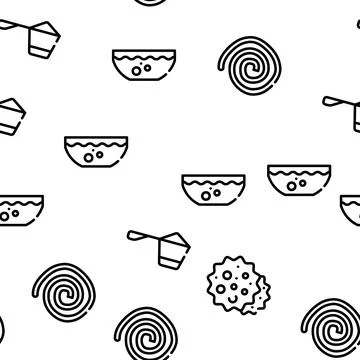 Vegan Menu Restaurant Vector Seamless Pattern Stock Illustration