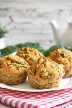 Vegan muffins with spinach Stock Photos