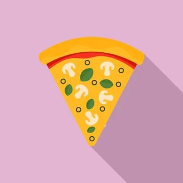 Vegan pizza slice icon, flat style Stock Illustration