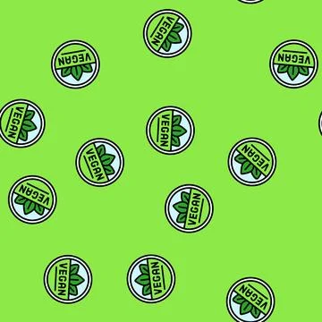 Vegan product label warning vector seamless pattern Stock Illustration
