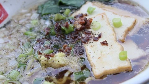 Vegan Ramen Close Up Stock Footage 87899832