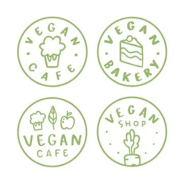 Vegan round badges. Stock Illustration