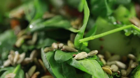 Vegan salad with seed Stock Footage 139872277