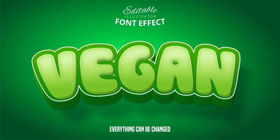 Vegan text effect, green editable font style Stock Illustration