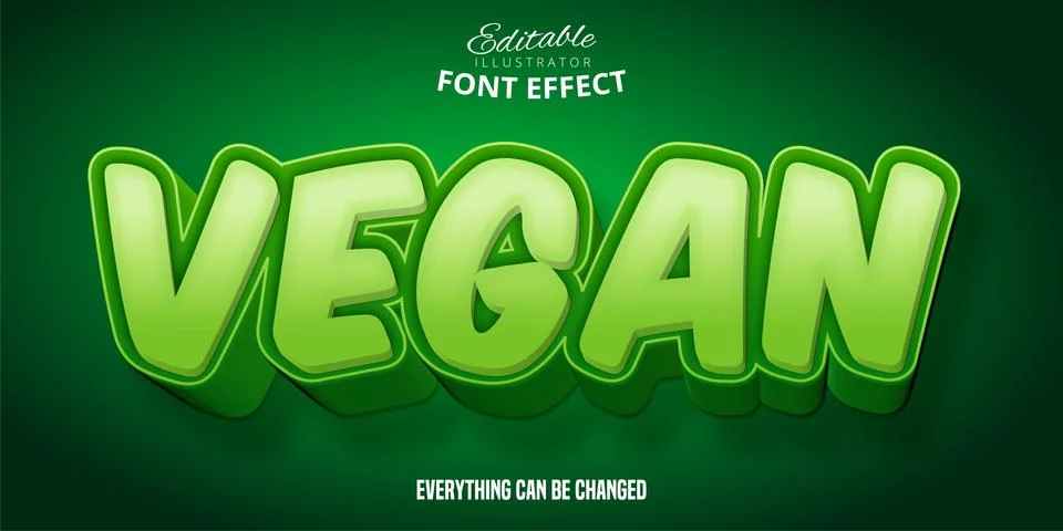 Vegan text effect, green editable font style Stock Illustration