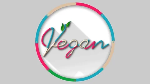 Vegan title in a circle with alpha channel Stock-Footage 129153656