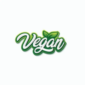 Vegan typography logo design template vector Stock Illustration