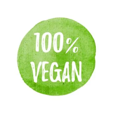 Vegan vector on hand drawn green watercolor background illustration Stock Illustration