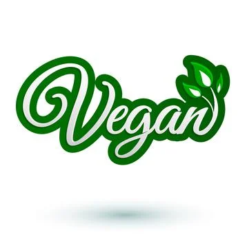 Vegan Vector icon design Emblem with leaves. Stock Illustration