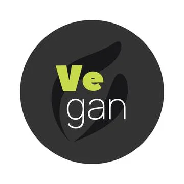 Vegan vector icon. Isolated circle label sign. Symbol for food, product Illustration