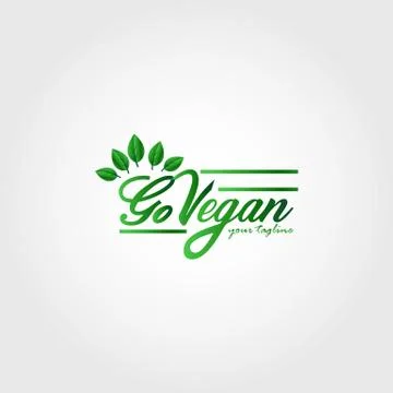 Vegan vector logo design template inspiration Stock Illustration