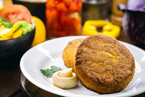 Vegan vegetable and quinoa based hamburger, homemade vegan food, healthy snac Stock Photos