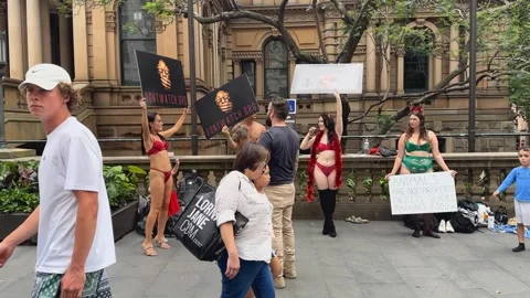 Vegans protest in underwear Stock Footage 257178914