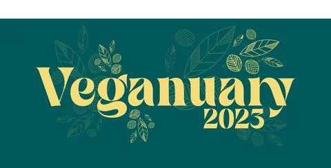 Veganuary 2023 Text design vector illustration on a green background Stock Illustration