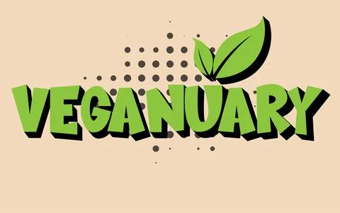 Veganuary Vector Drawing on a light background Stock Illustration