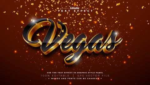 Vegas 3D Text Effect Design Editable and Scalable Vector Graphic Style Effect Stock Illustration