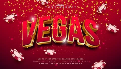 Vegas 3D Text Effect Design Editable and Scalable Vector Graphic Style Effect Stock Illustration