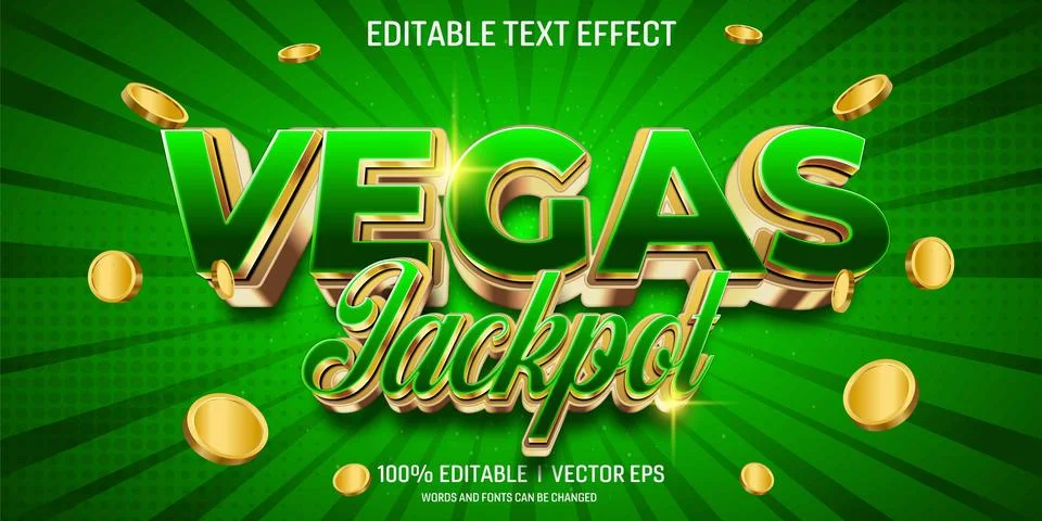 Vegas jackpot vector 3d text effect with modern style design Stock Illustration