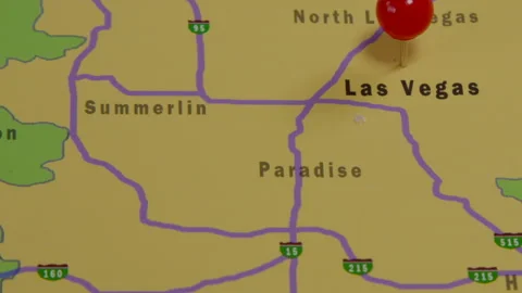 Vegas Pinned On A Map Of USA Stock Footage 243409146