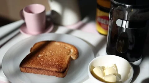 A Vegemite toast on the table Stock Footage 152274575